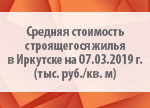 Средняя стоимость строящегося жилья в Иркутске на 07.03.2019 г. (тыс. руб./кв. м)