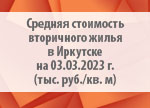 Средняя стоимость вторичного жилья в Иркутске на 03.03.2023 г. (тыс. руб./кв. м)